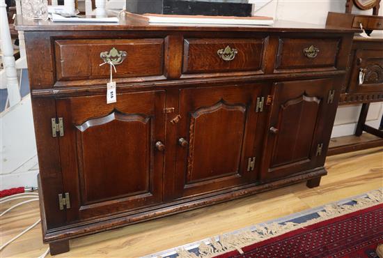 An 18th century design oak low dresser W.142cm